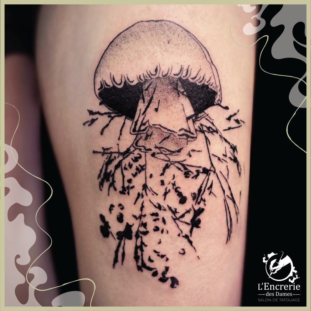tattoo vegetal abstract gellyfish by madame tattoo